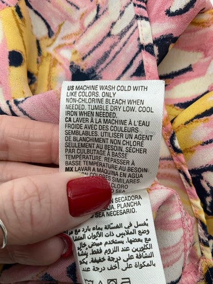 JM Collection Pink/Yellow Print Pre-Owned Ladies Top -  Size Medium Petite