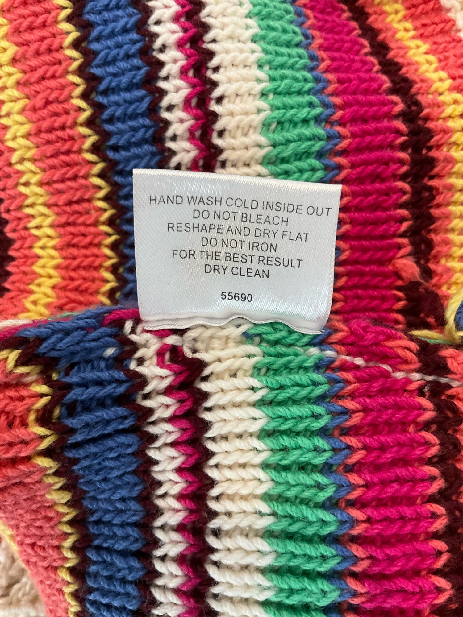 Romeo &amp; Juliet Couture Rainbow Striped Knit Crop Top Scallop Trim Size Medium