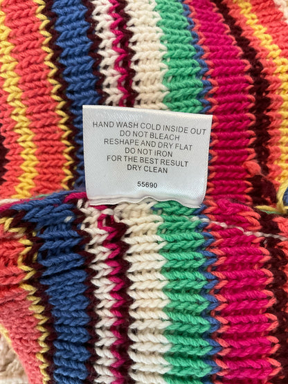 Romeo &amp; Juliet Couture Rainbow Striped Knit Crop Top Scallop Trim Size Medium