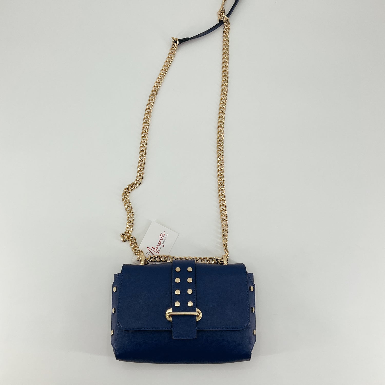 Gianni Bini Navy Blue Studded Crossbody Purse | Gold Chain Strap