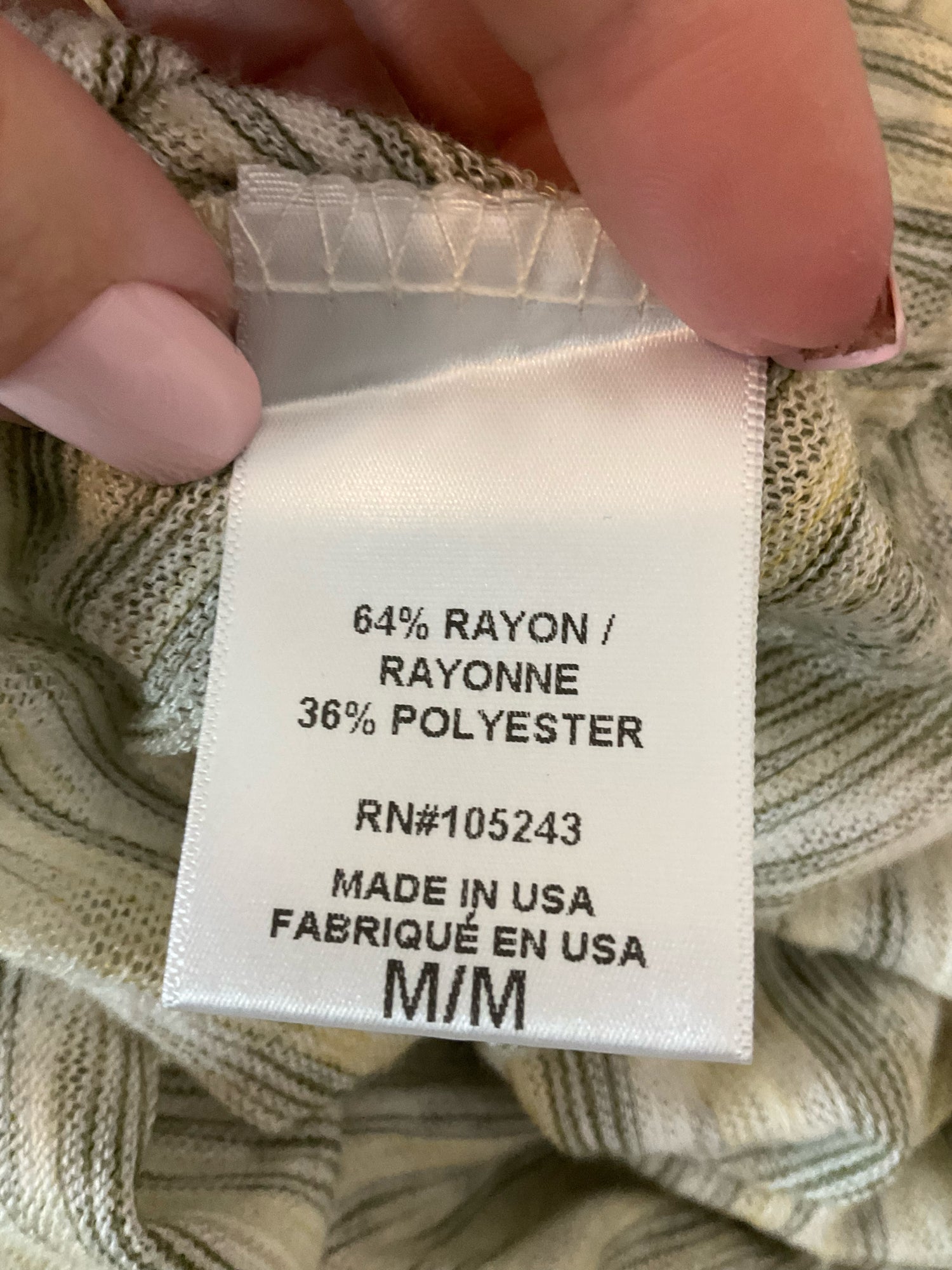 Bobeau Twist Front Slub Knit Top Yellow Green Heathered USA Made Size Medium