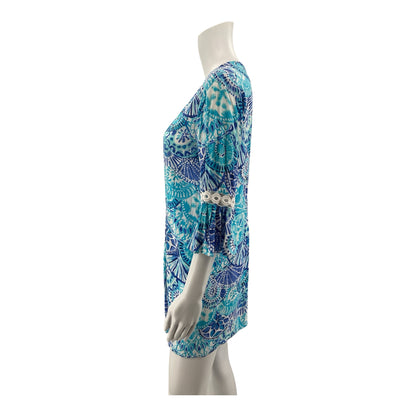 Lilly Pulitzer Nele Tunic Top Blue Ibiza Gimme Some Mo Print Size XS