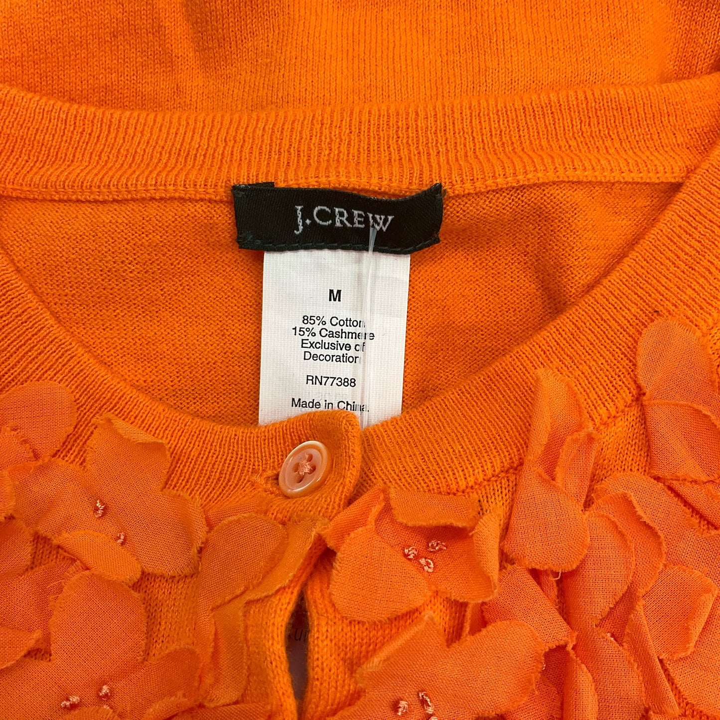 J Crew Orange Ruffle Top Size Medium - label