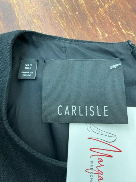 Carlisle Silk Sheath Little Black Dress with Gold Chain Waist Detail Size 4 - ONLINE ONLY