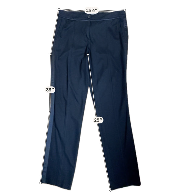 Marc Cain Black Silk Tuxedo Stripe Cropped Ankle Pants | Size N6 (US 14)