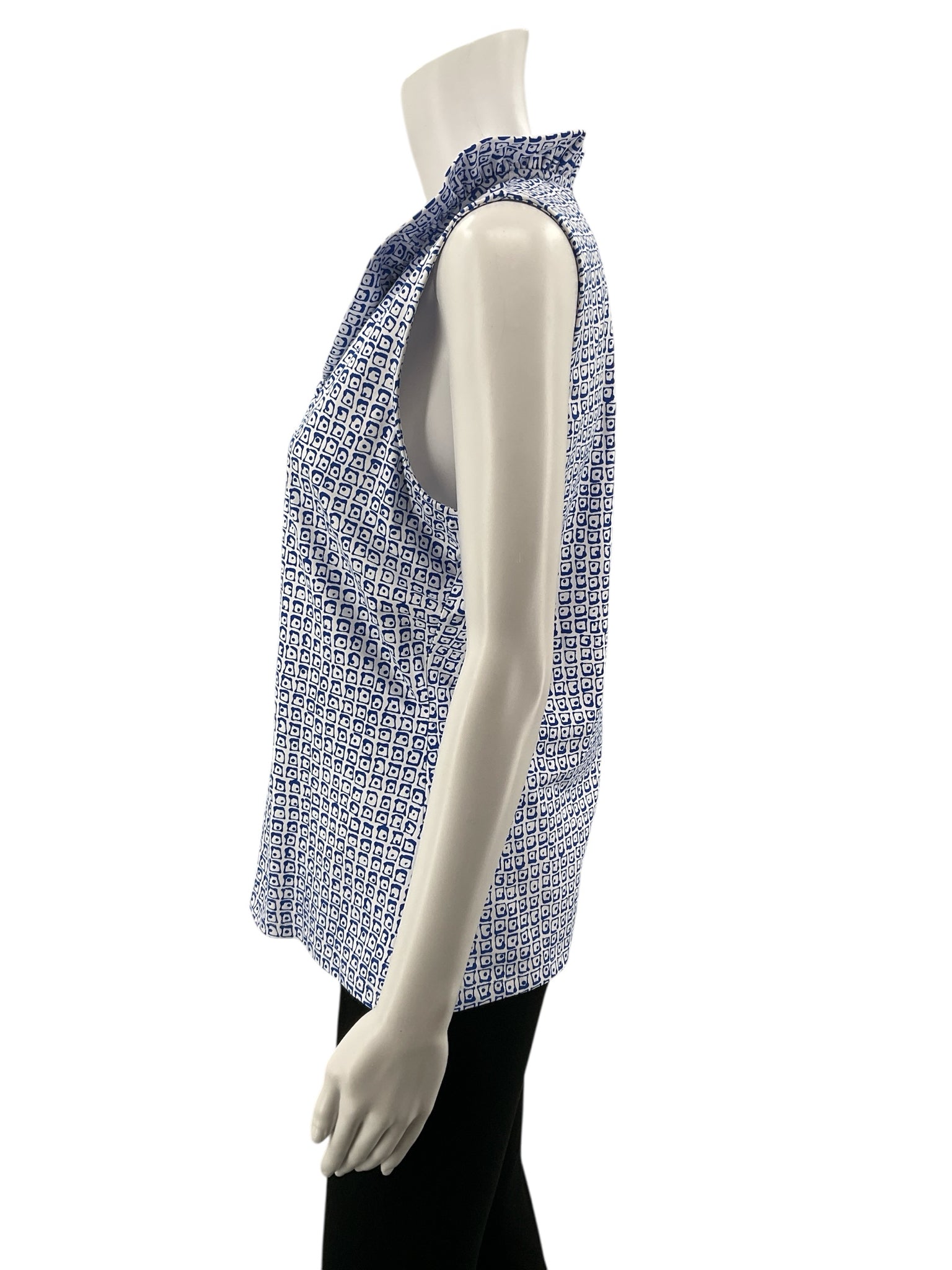 J. McLaughlin Sleeveless Durham Top Navy Vineyard Path Print Size Large NWT