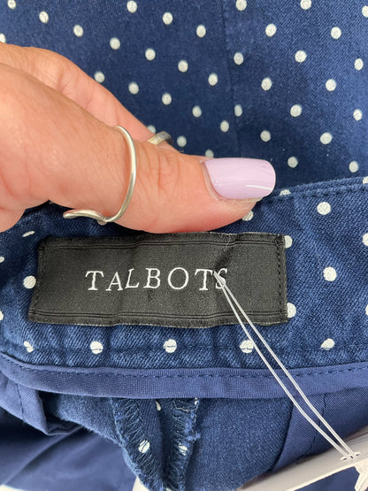 Talbots Polka Dot Chatham Ankle Pants Navy White Stretch Size 8