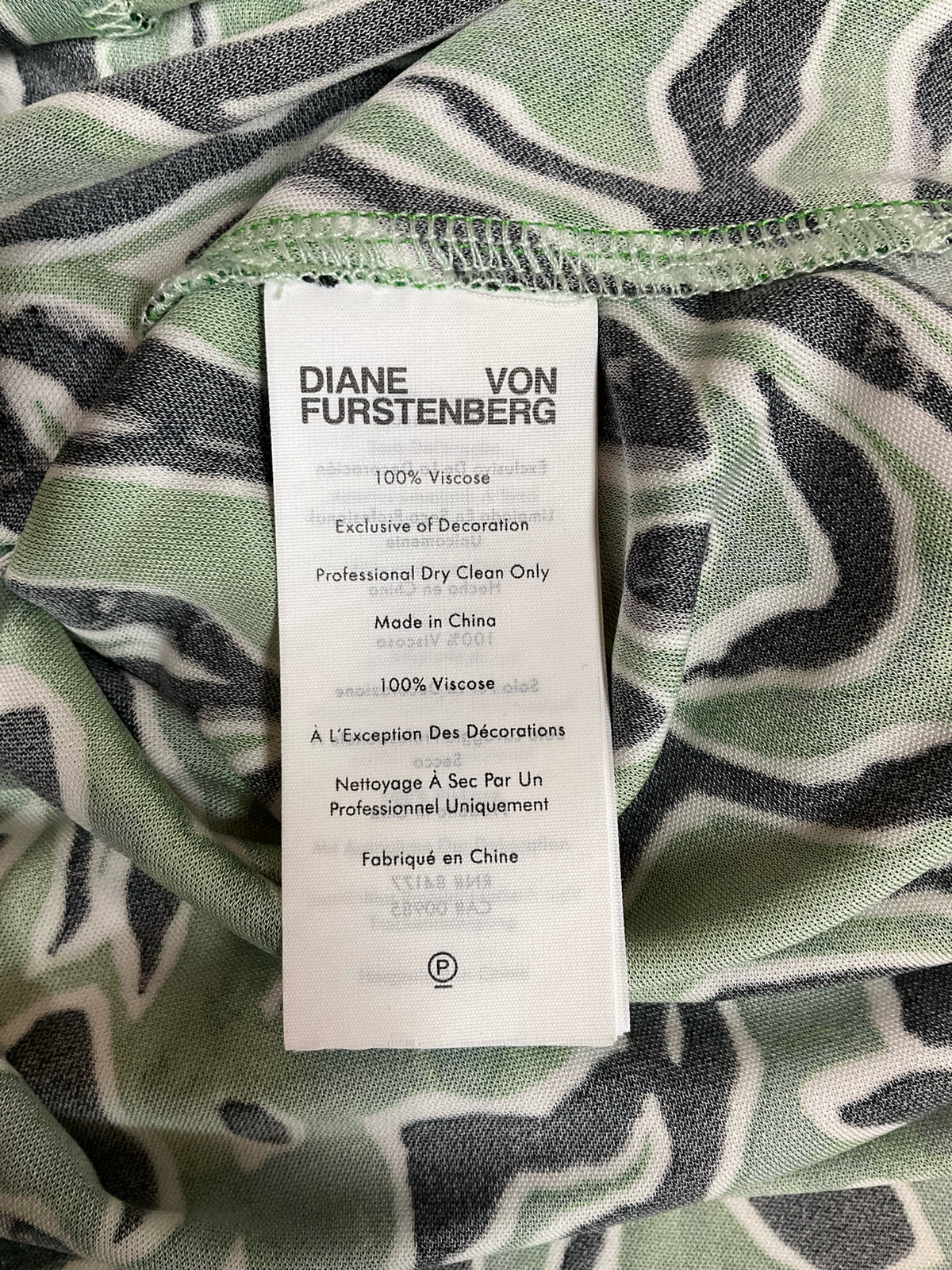 Diane Von Furstenberg Celina Painted Zebra Ruched Maxi Dress Green Black XS - ONLINE ONLY