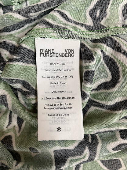 Diane Von Furstenberg Celina Painted Zebra Ruched Maxi Dress Green Black XS - ONLINE ONLY