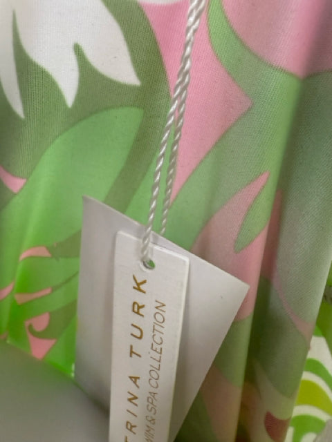 Trina Turk Pink/Lime Green Floral Pre-Owned Ladies New With Tags Dress - Size Medium