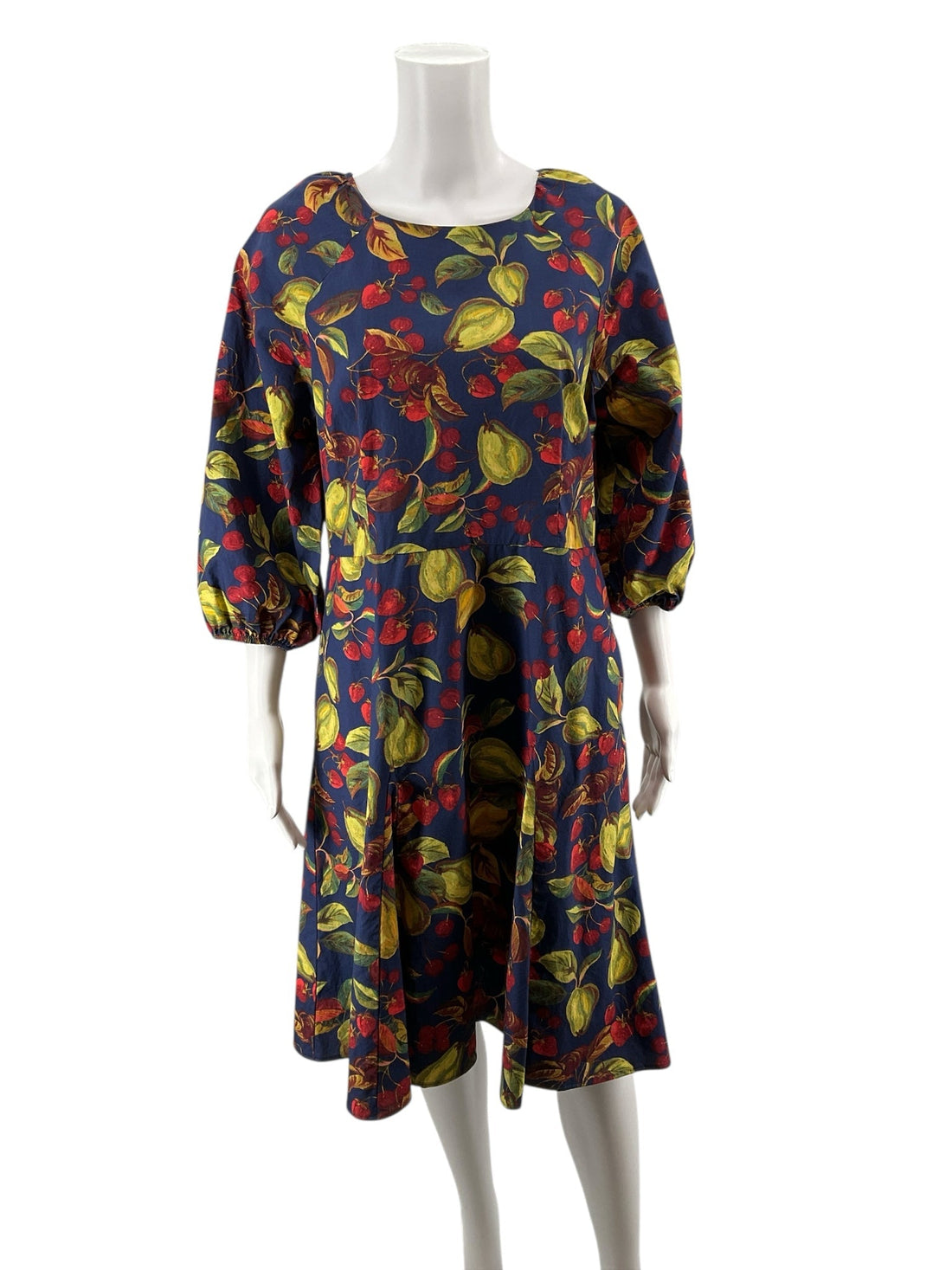 Talbots Navy/Green/Red Fruit Pre-Owned Ladies Dress - Size 12 Petite