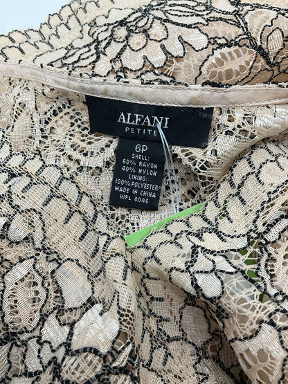 Alfani Tan Lace Pre-Owned Ladies Casual Top -  Size 6 Petite