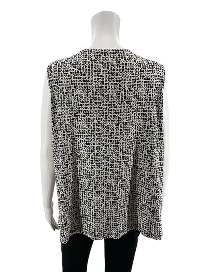 Worthington Black/White Print Pre-Owned Ladies Casual Top -  Size XL Petite