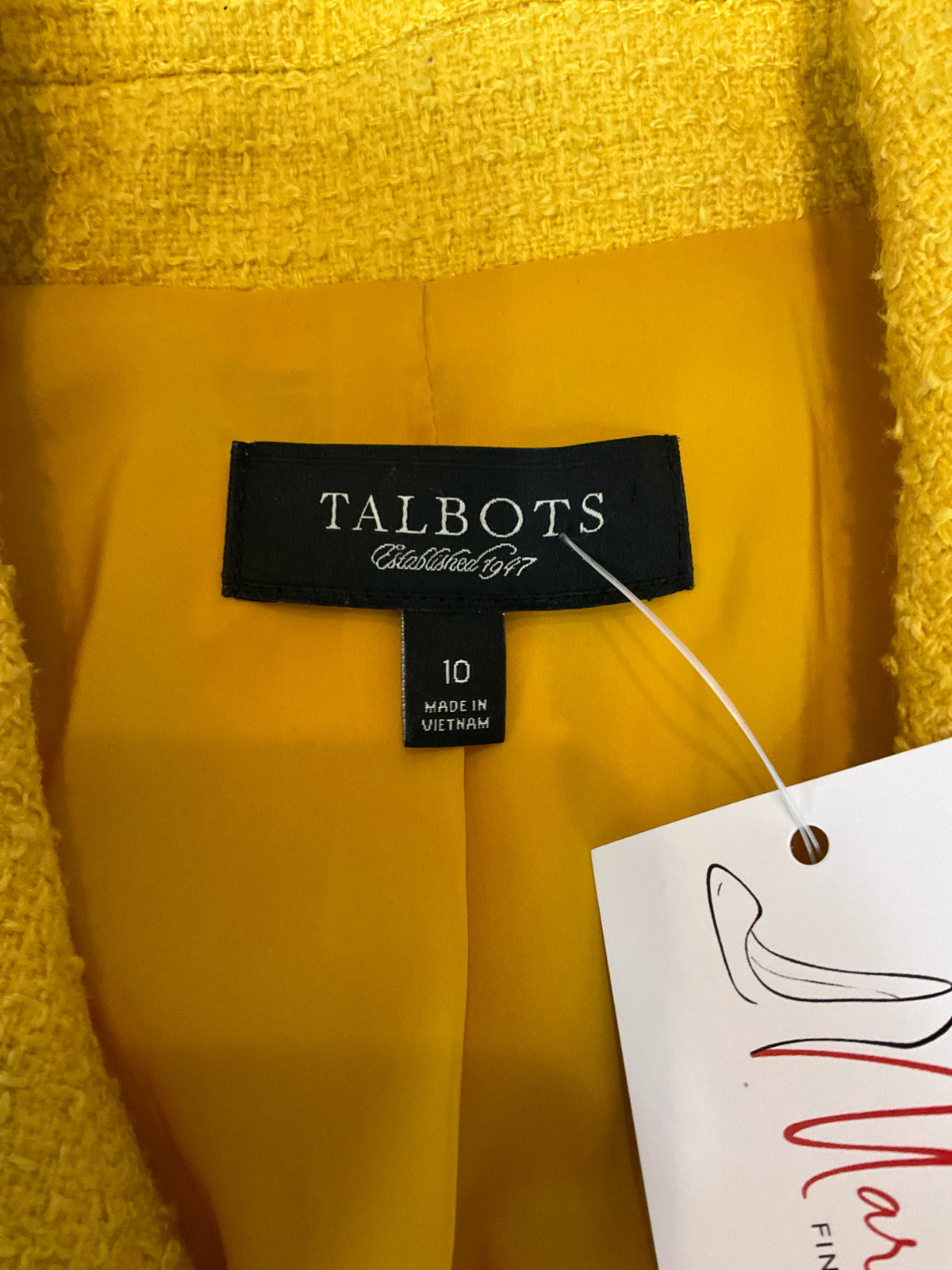 Talbots Mustard Yellow Bouclé Tweed Blazer Jacket Size 10