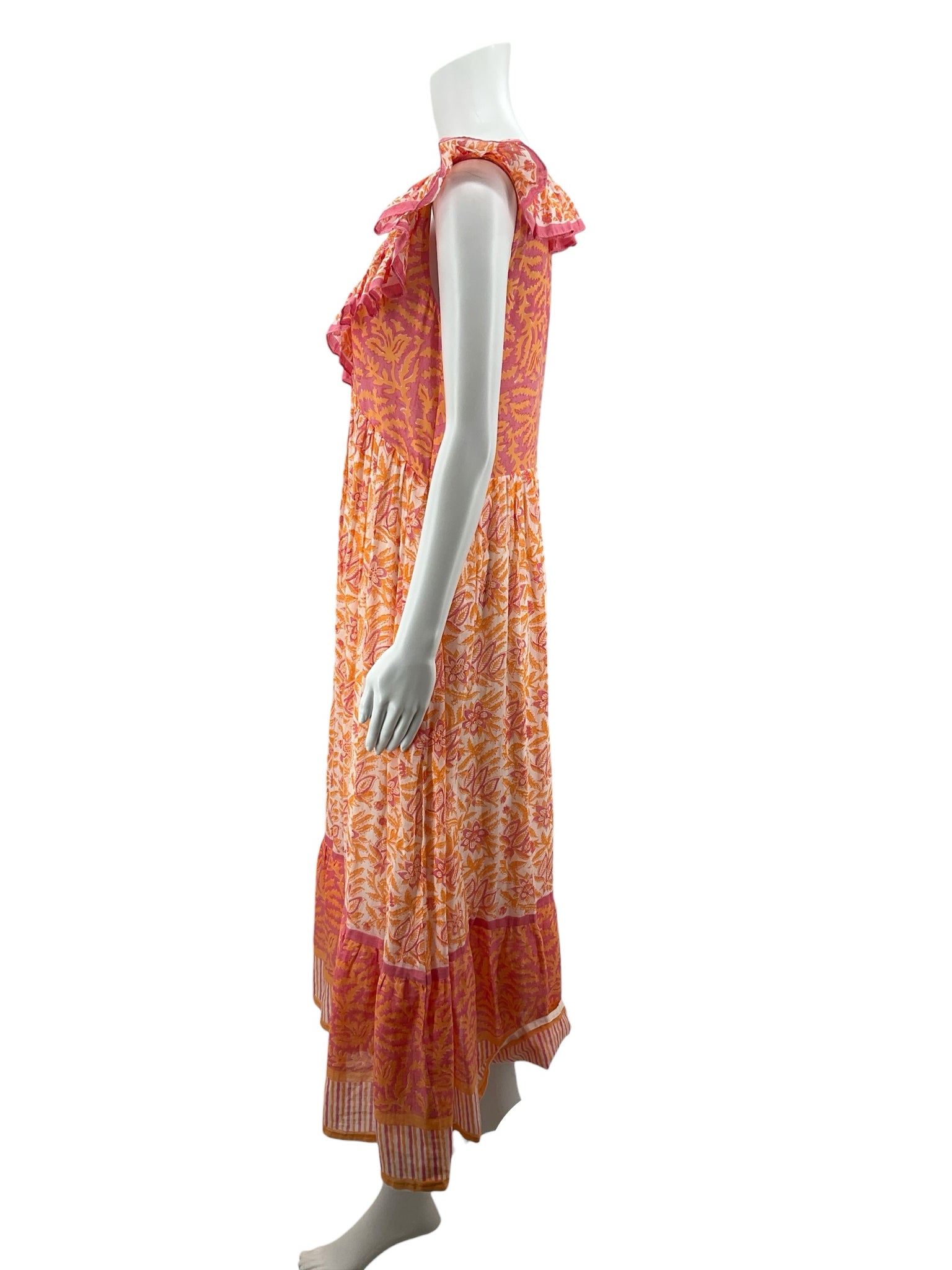 bella tu Size XS White/Pink/Orange Floral Pre-Owned Ladies Dress