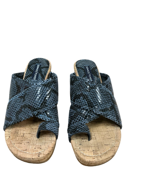 Donald Pliner Fifi Snake Print Cork Wedge Sandals Blue Black Size 7.5 - ONLINE ONLY