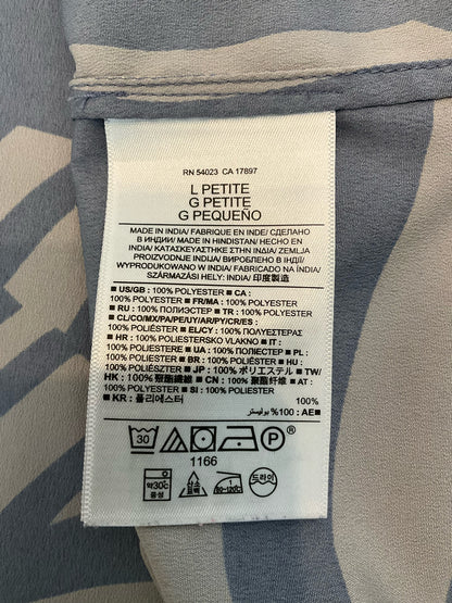 Banana Republic Petite Wave Print Sleeveless Blouse Top Gray Blue LP