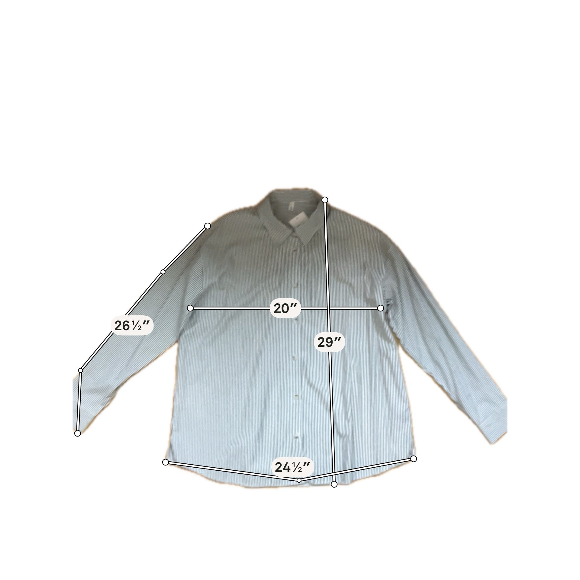 COSCOS White &amp; Black Pinstripe Longline Button-Up Shirt | Size XL