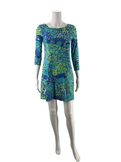 Lilly Pulitzer Green/blue Print Pre-Owned Ladies Dress - Size XS