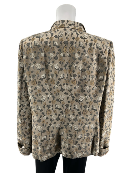 Armani Collezioni Vintage Metallic Floral Jacquard Blazer Made in Italy Size 16