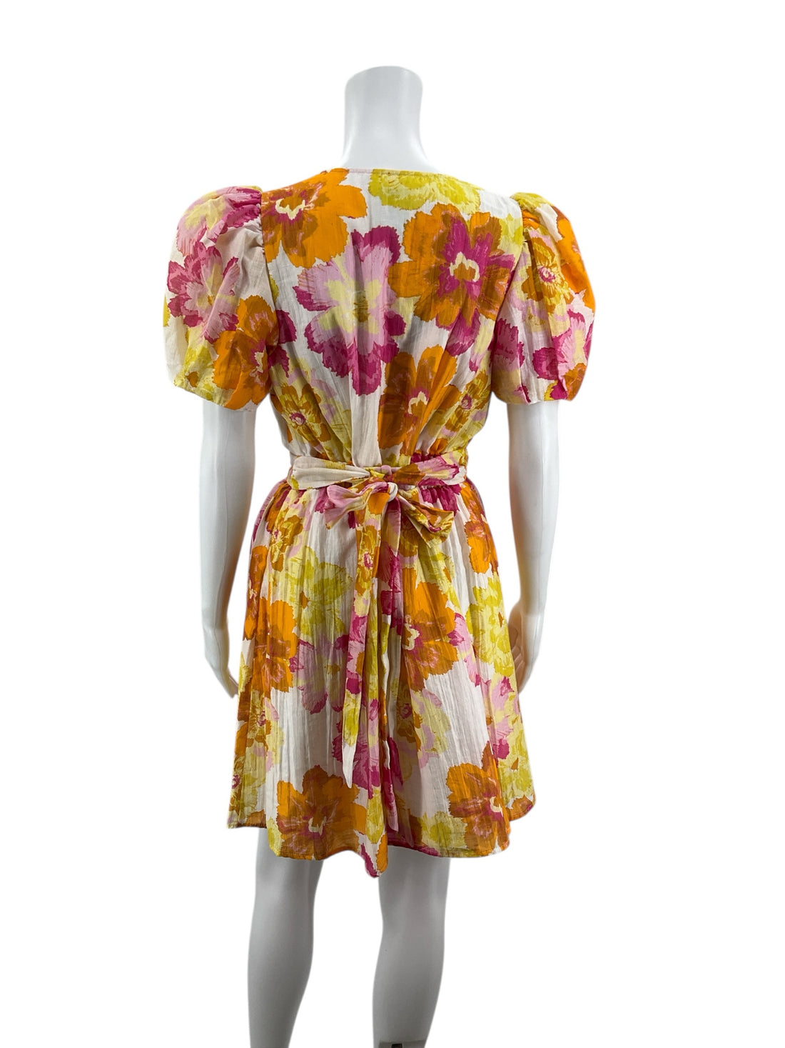 CeCe White/Pink/Orange/Yellow Floral Pre-Owned Ladies Dress - Size Small