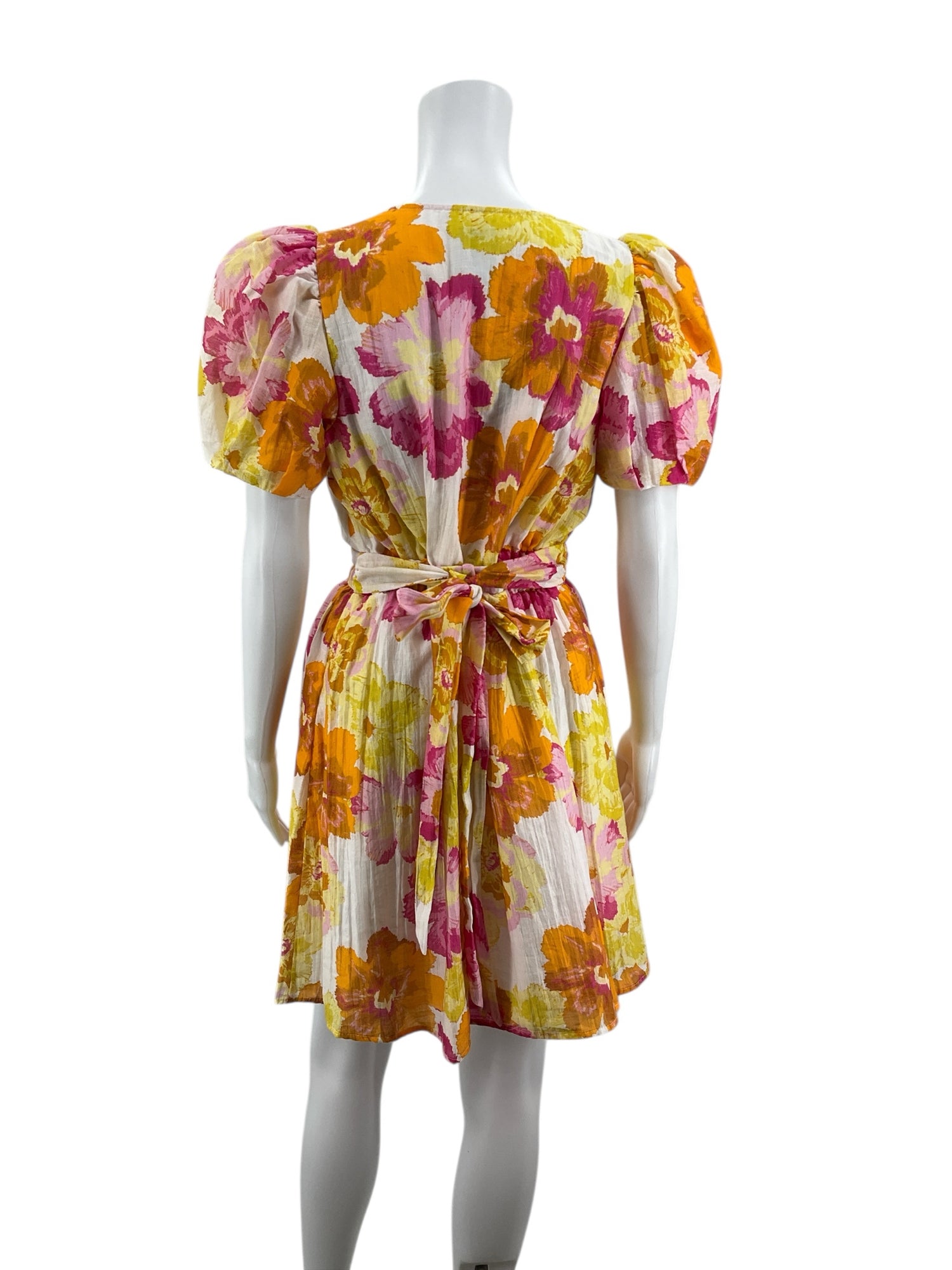 CeCe White/Pink/Orange/Yellow Floral Pre-Owned Ladies Dress - Size Small