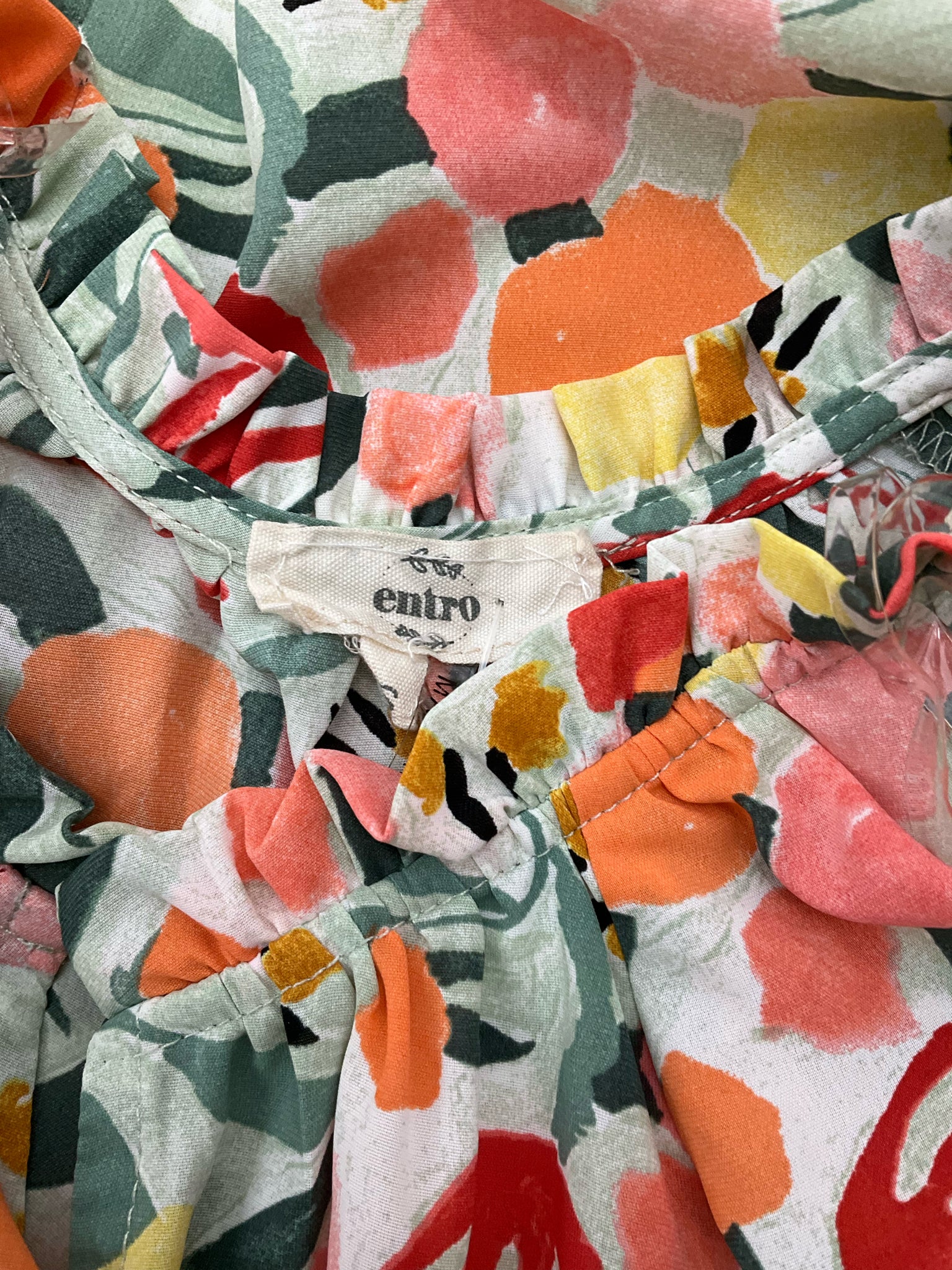 Entro Floral Ruffle V-Neck Tiered Babydoll Dress Size Small - ONLINE ONLY