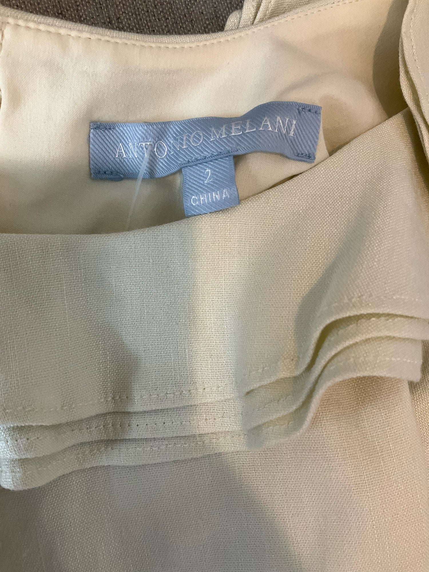 Antonio Melani ecru Peplum Karter Ruffle Puff Sleeve Linen Blend Peplum Blouse Ecru Size 2 - Size 2