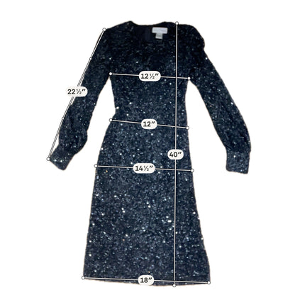 Ashley Lauren Black Sequin Long Sleeve Formal Cocktail Dress | Size 8