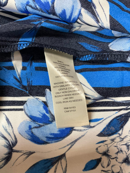 Eliza J Floral Stripe Colorblock Maxi Dress Navy White Size 14 - ONLINE ONLY