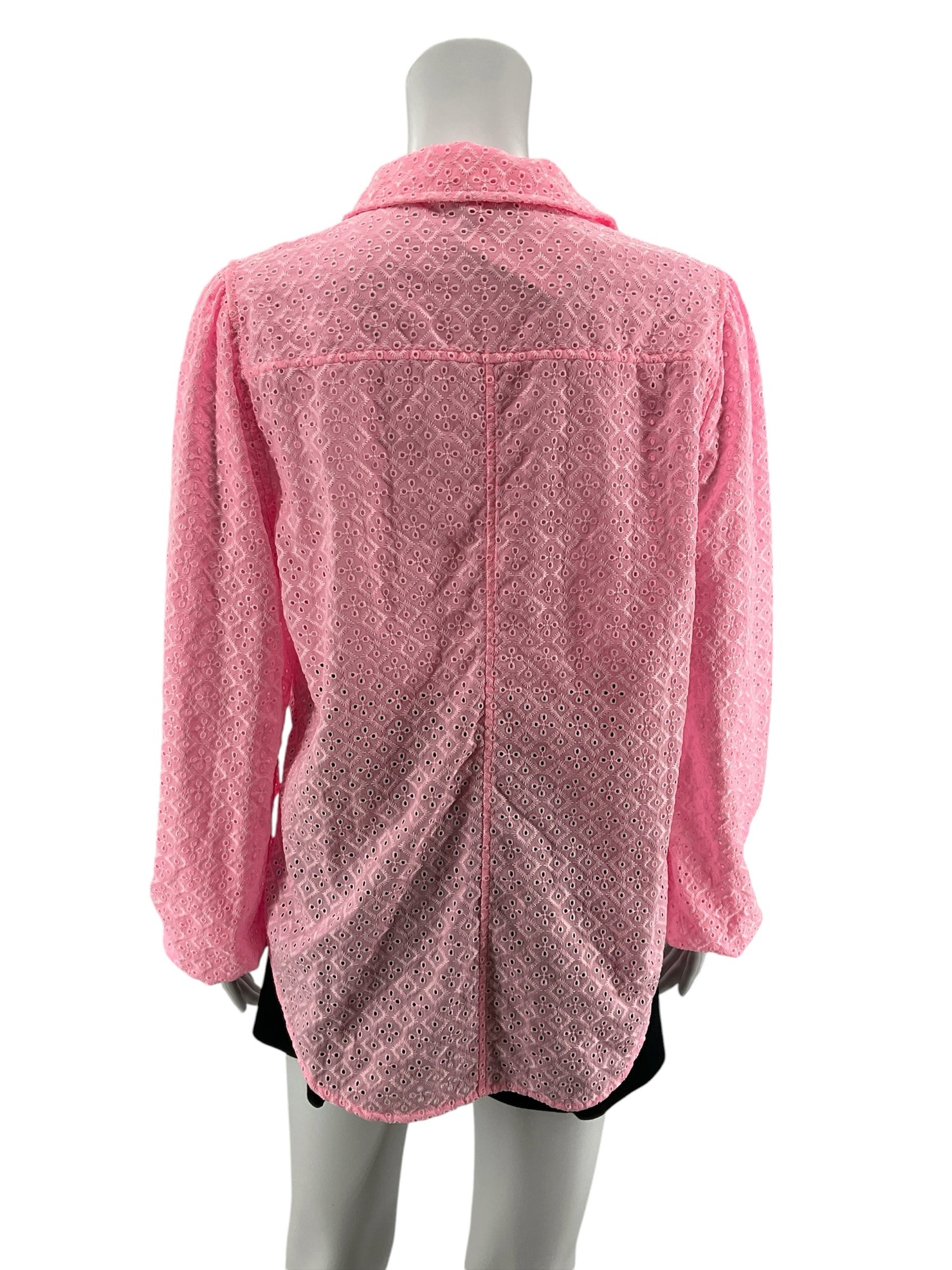 Lilly Pulitzer Sea View Eyelet Button Down Top Pink Size Large
