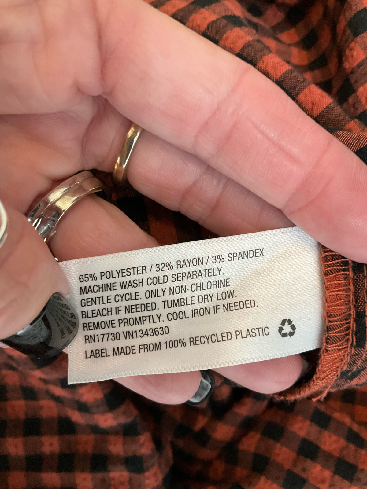 A New Day Rust &amp; Black Plaid Peasant Blouse | Size Medium - ONLINE ONLY
