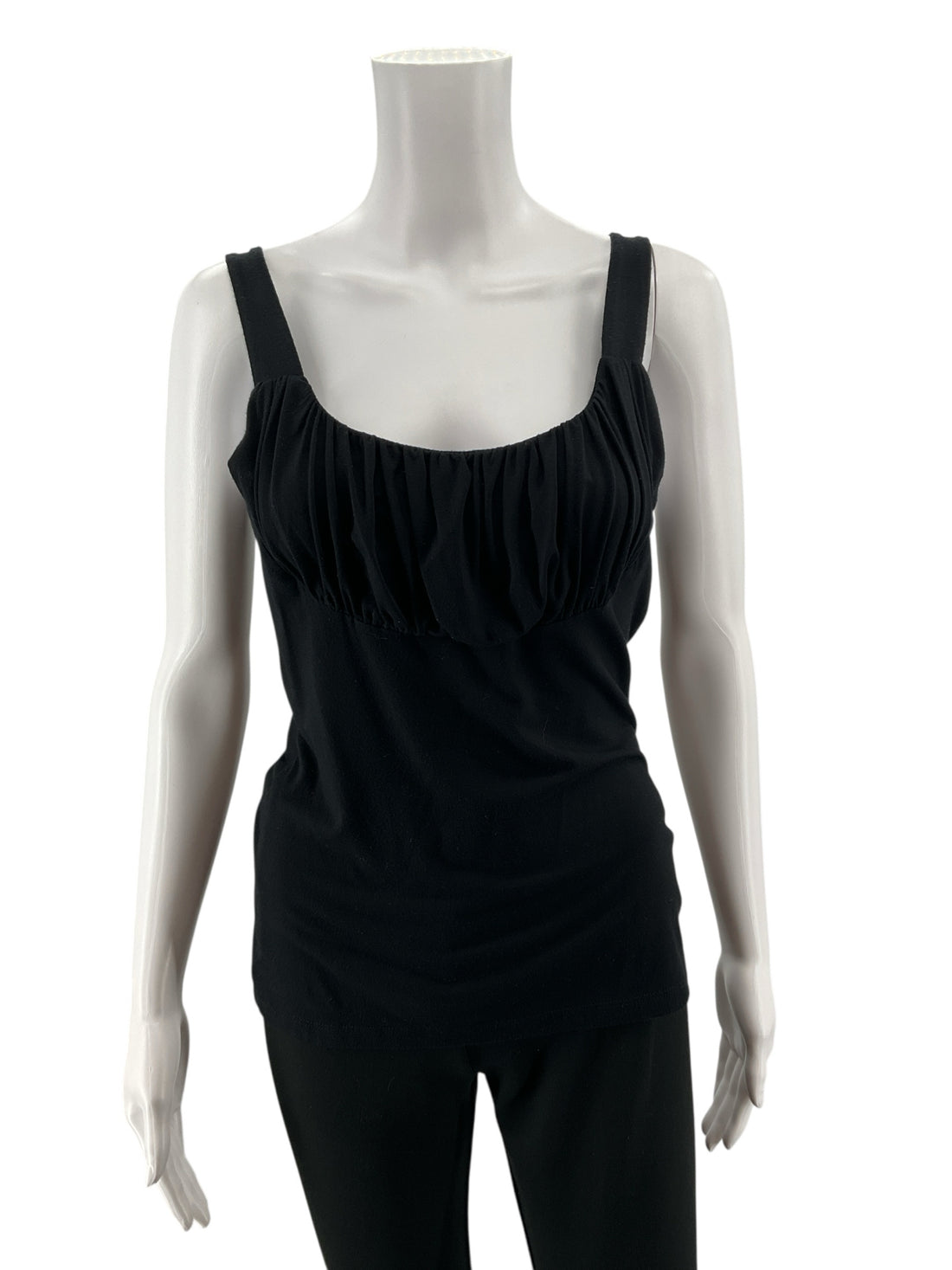 Karen Kane Ruched Bust Scoop Neck Tank Top Black XL Stretch USA Made