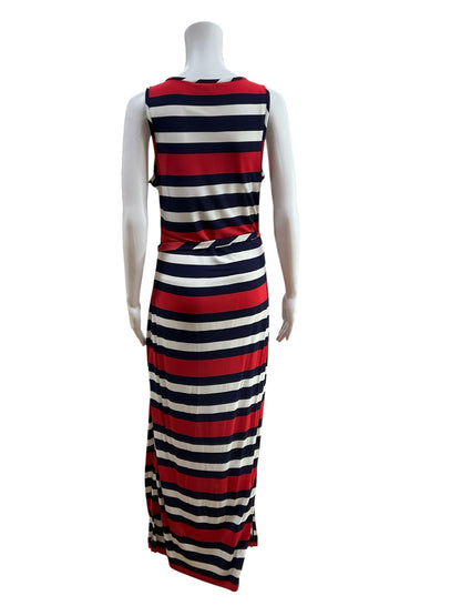 Banana Republic Striped Tie-Waist Maxi Dress Red White Navy Size 14 - ONLINE ONLY