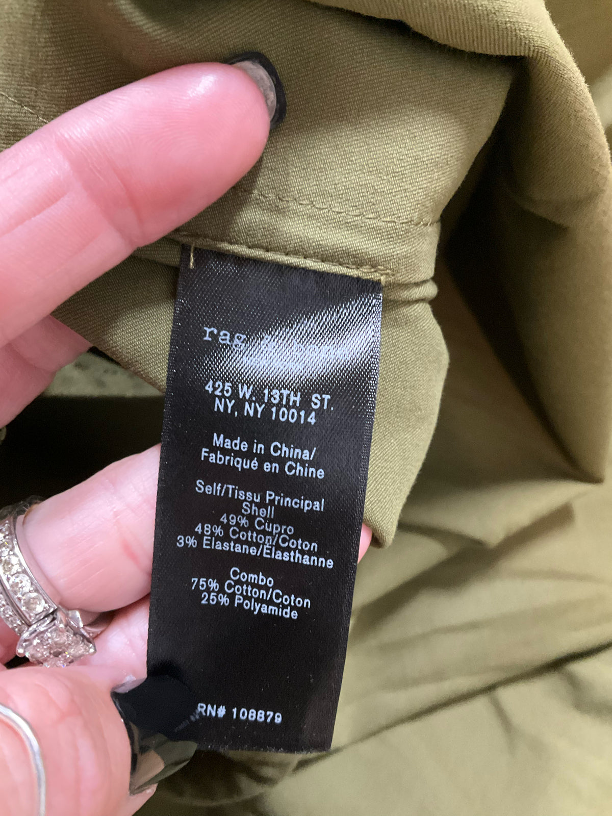 Rag &amp; Bone Archer Army Green Utility Shirt Dress Size Large