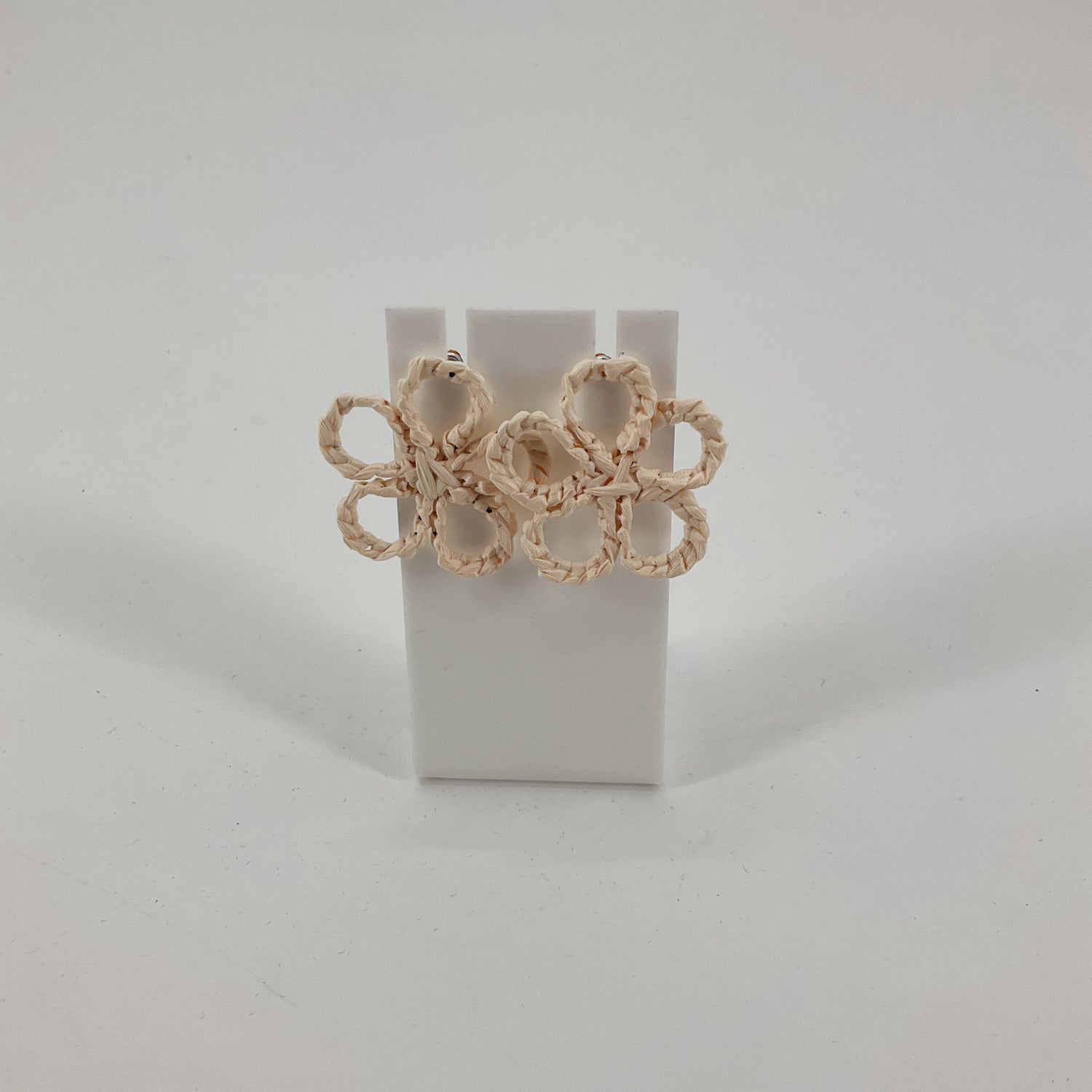 Artisan Earrings Raffia Blossom Hand-Crocheted Statement Earrings