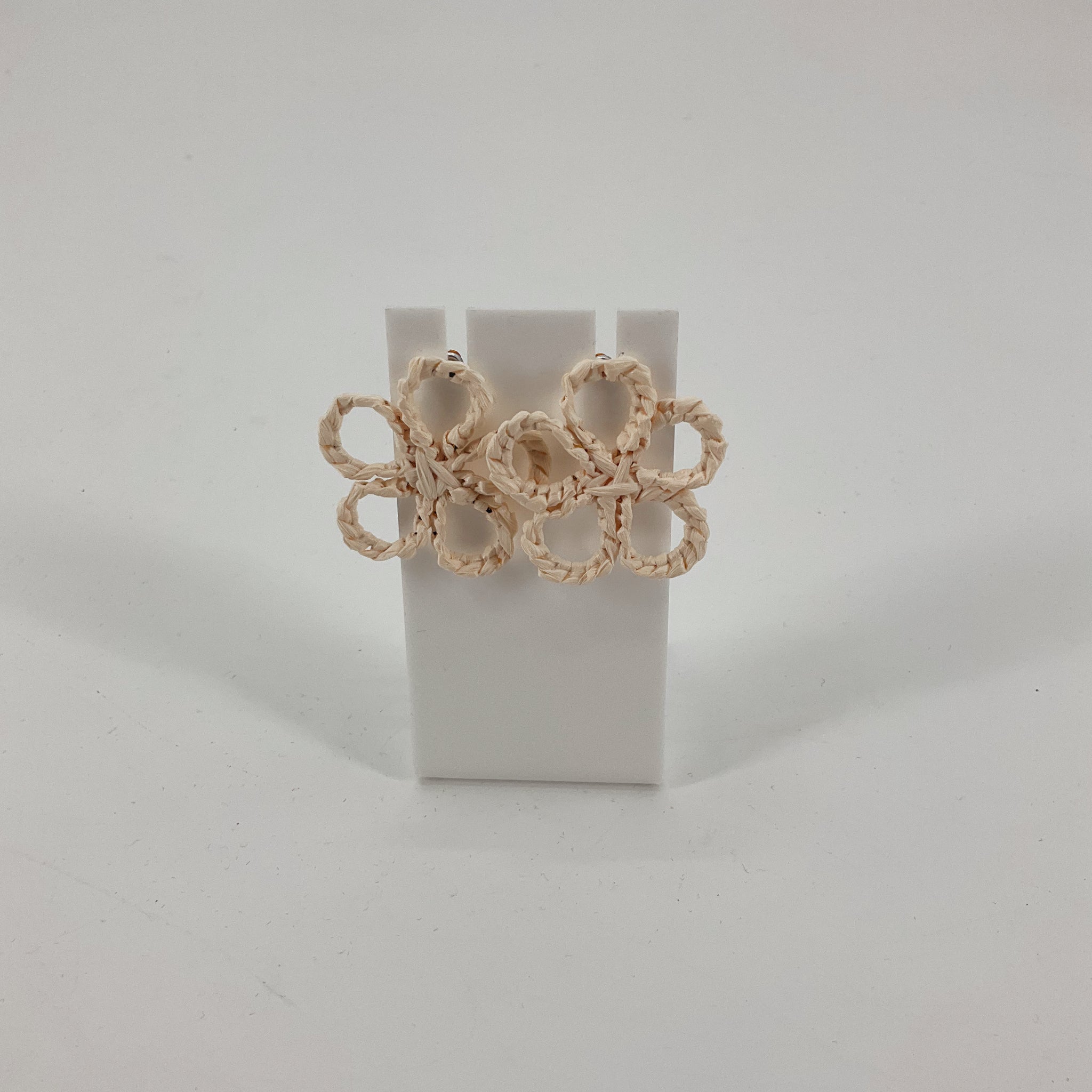 Artisan Earrings Raffia Blossom Hand-Crocheted Statement Earrings