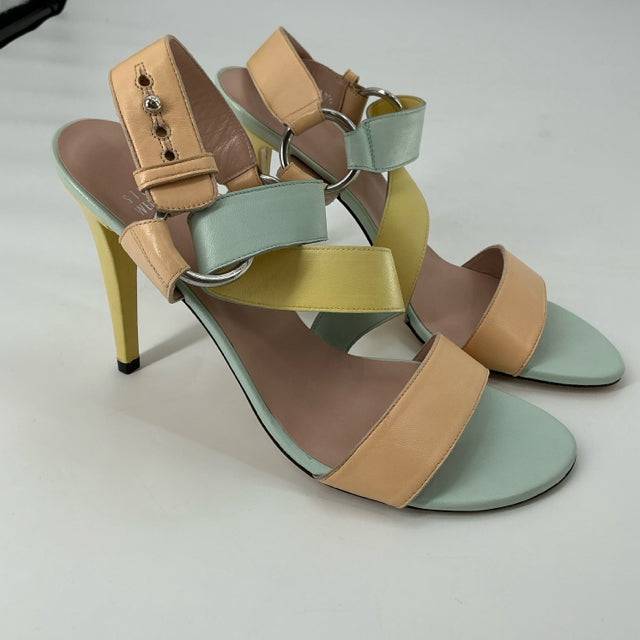 Stuart Weitzman Aqua/Peach/Yellow Pre-Owned Ladies Heel Size 9.5 - Margaret’s Fine Consignment