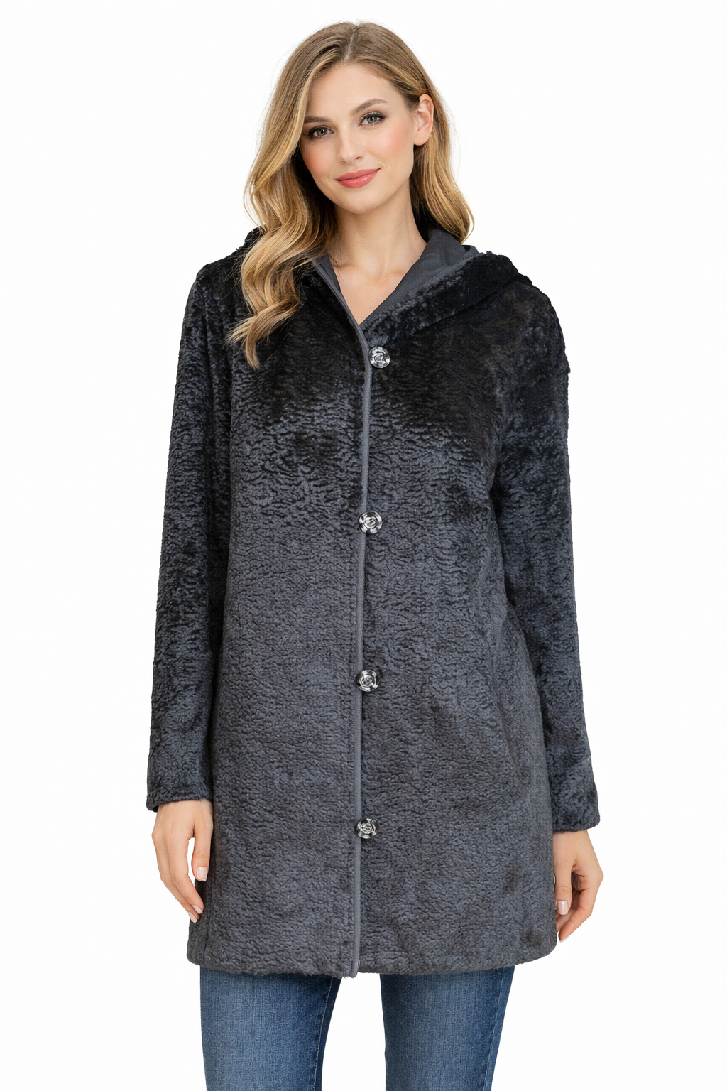 Creenstone Black Faux Fur Pre-Owned Ladies Coat - Size 8 - Margaret’s Fine Consignment