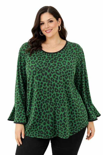 Michael Kors pre-owned green and black cheetah casual top for ladies, size XL, featuring a stylish design and relaxed fit.