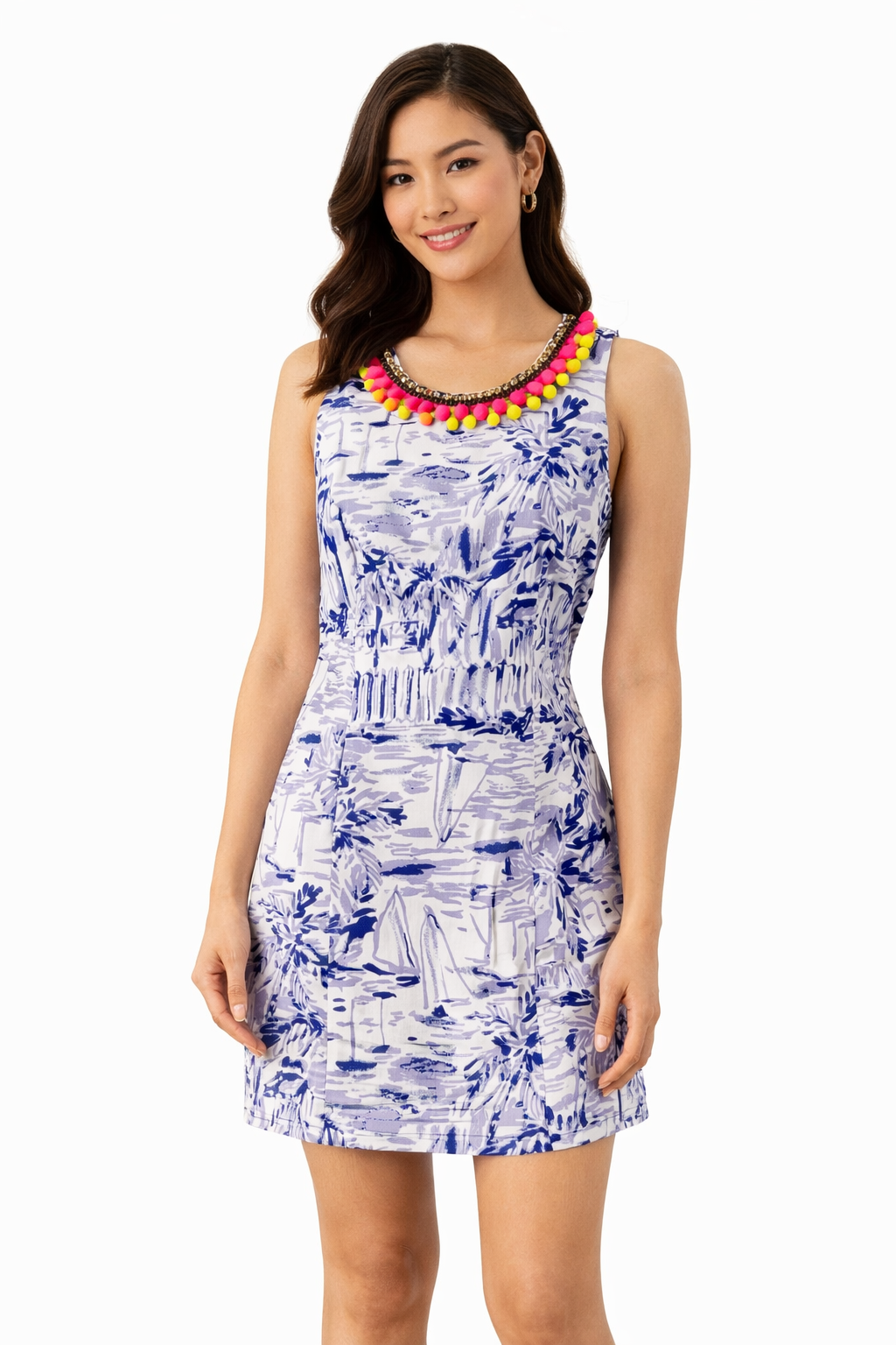 Lilly Pulitzer White/Purple Ladies Pre-Owned Dress - Size 4