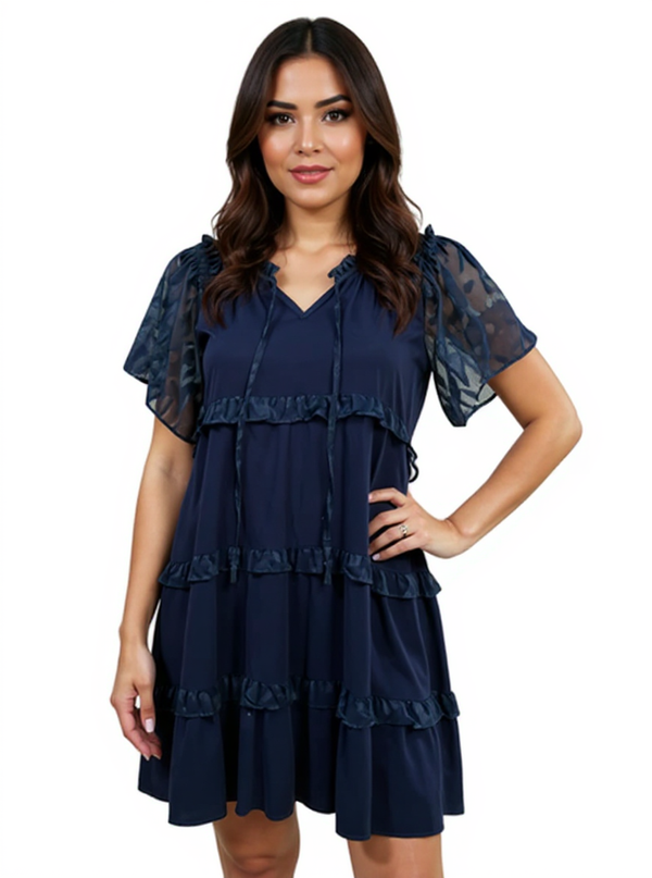 Umgee Navy Solid Pre-Owned Ladies Dress - Size Small