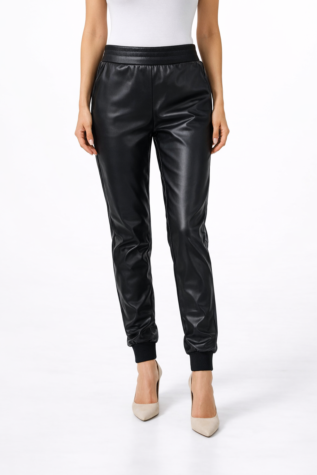 RD Style Black Faux Leather Pre-Owned Ladies Pants - Size XS - Margaret’s Fine Consignment