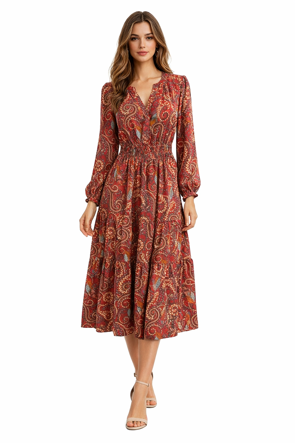 Harlow &amp; Rose Pink/Orange Print Pre-Owned Ladies Dress - Size Small Petite - Margaret’s Fine Consignment