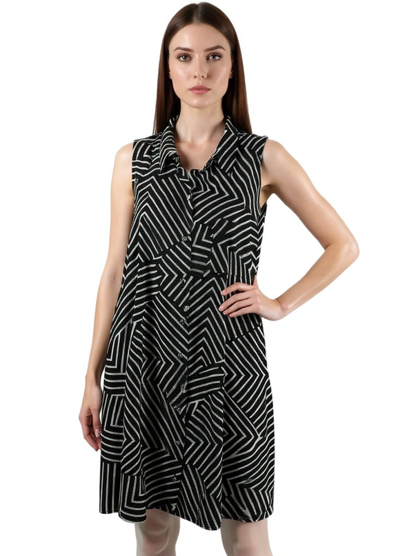 Alfani Black/White Stripe Pre-Owned Ladies Dress - Size 10