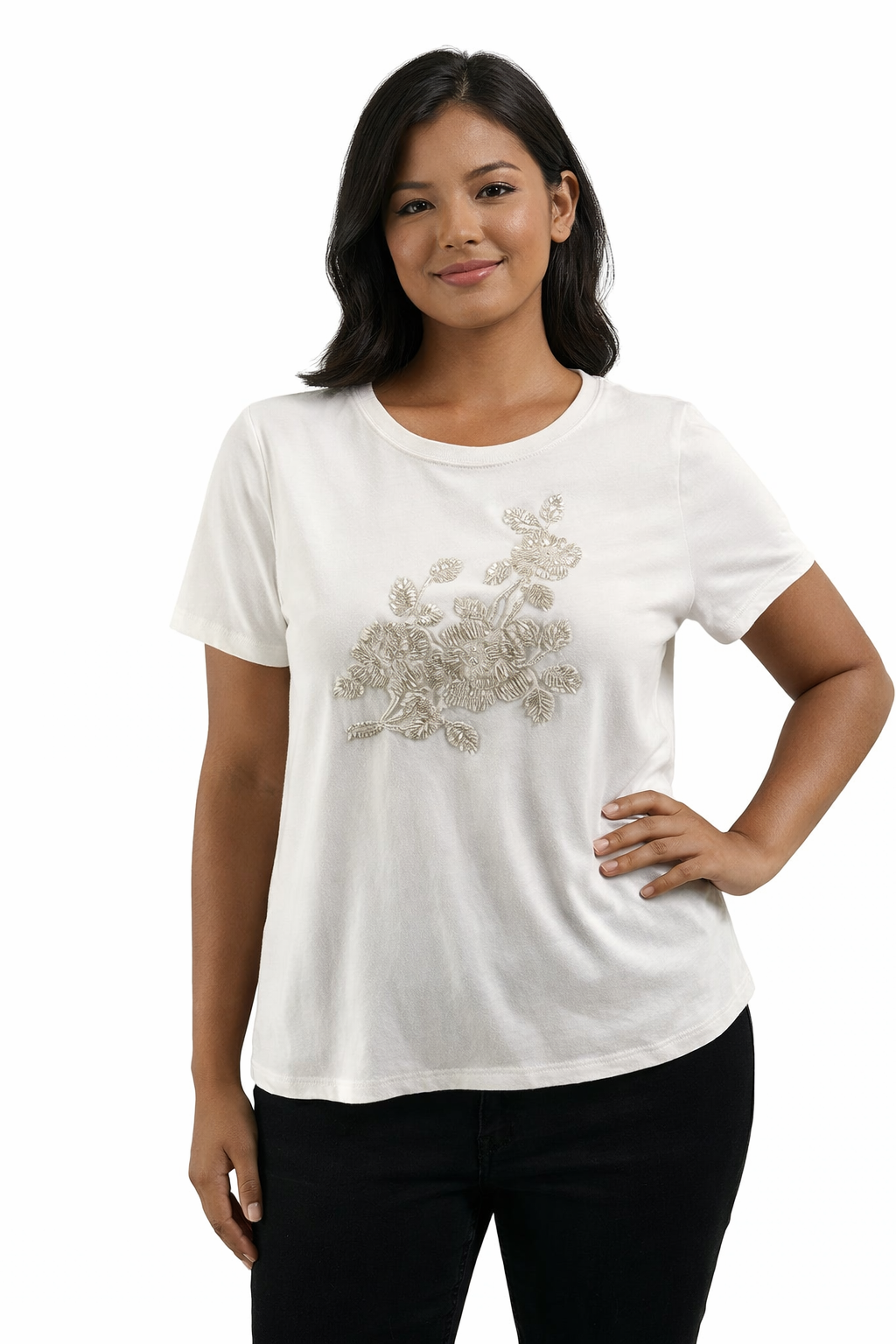 Talbots White Pre-Owned Ladies Top - Size Medium Petite