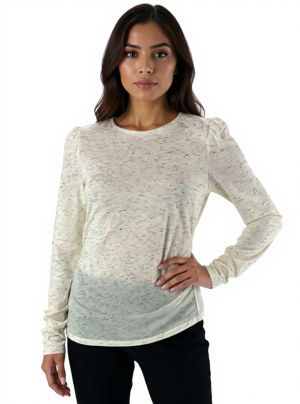 Bailey 44 Cream/Gold Heathered Pre-Owned Ladies Top - Size Small