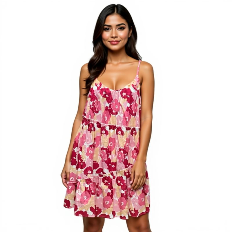 Carole Christian Pink/Peach Floral Ladies Pre-Owned Dress - Size Small