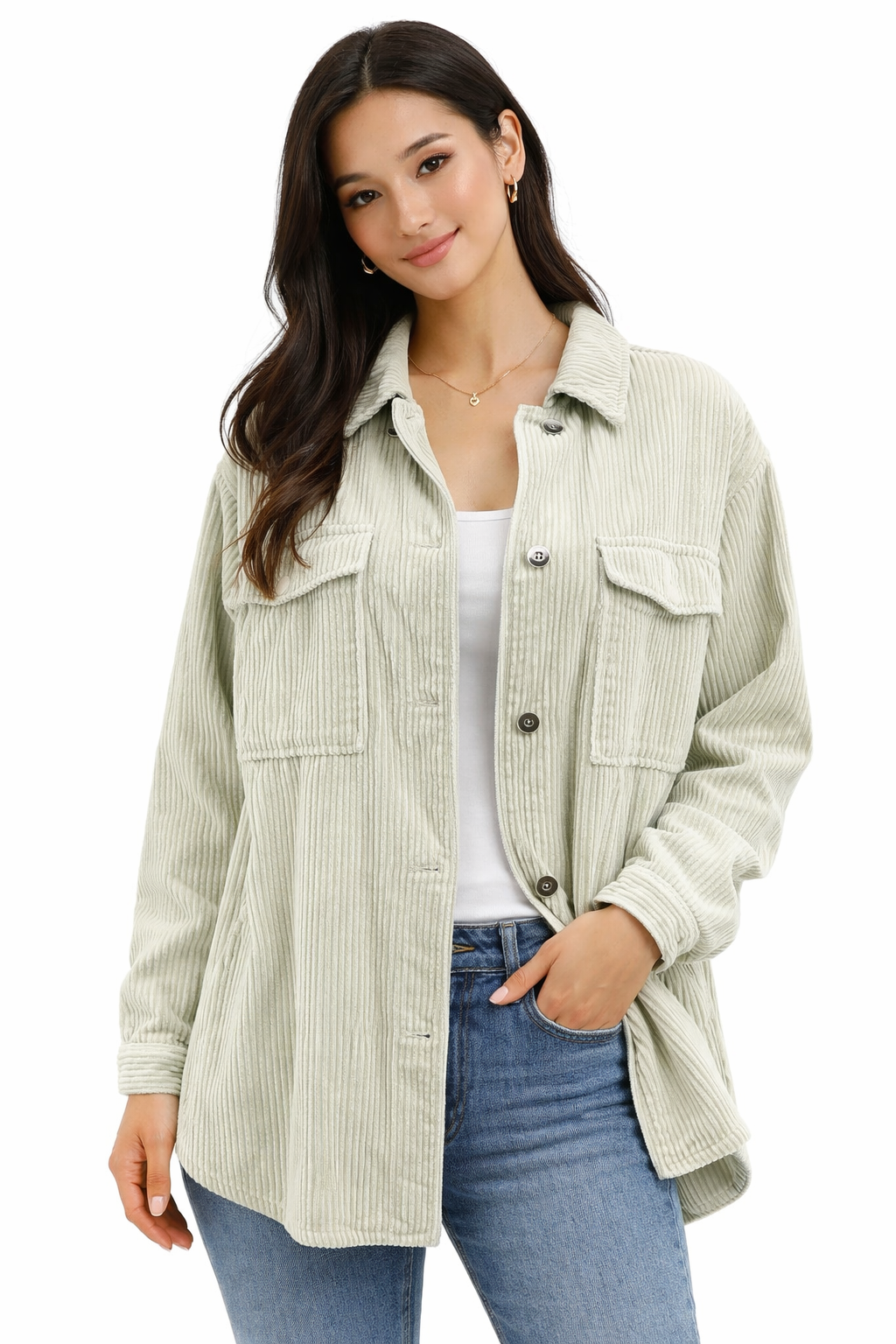 Divided Cream Corduroy Pre-Owned Ladies Shacket - Size Small - Margaret’s Fine Consignment