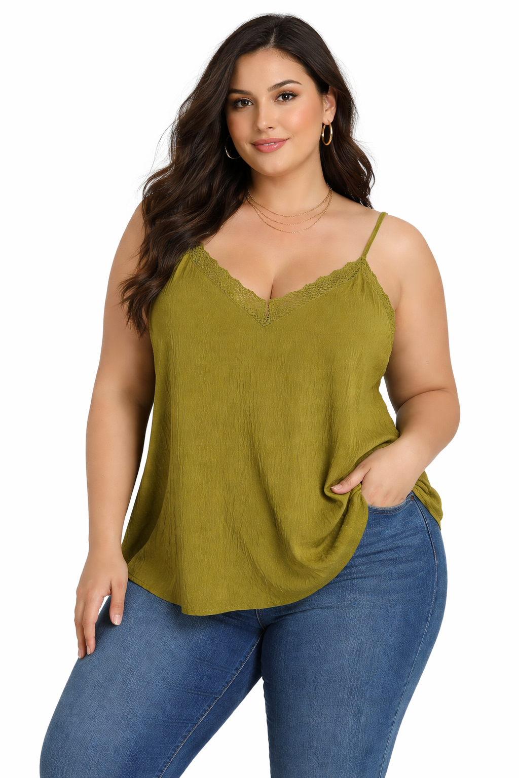 Tranquil &amp; True Olive Green Dots Pre-Owned Ladies Sleeveless Top - Size 2X - Margaret’s Fine Consignment